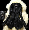 Large fur collar leather jacket