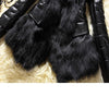 Large fur collar leather jacket